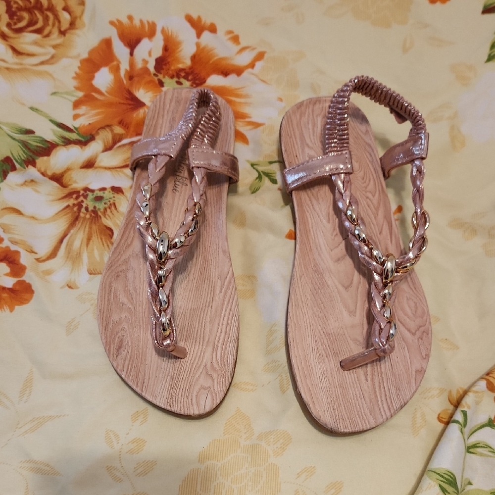 Ashley Blue Metallic Braided Sandals